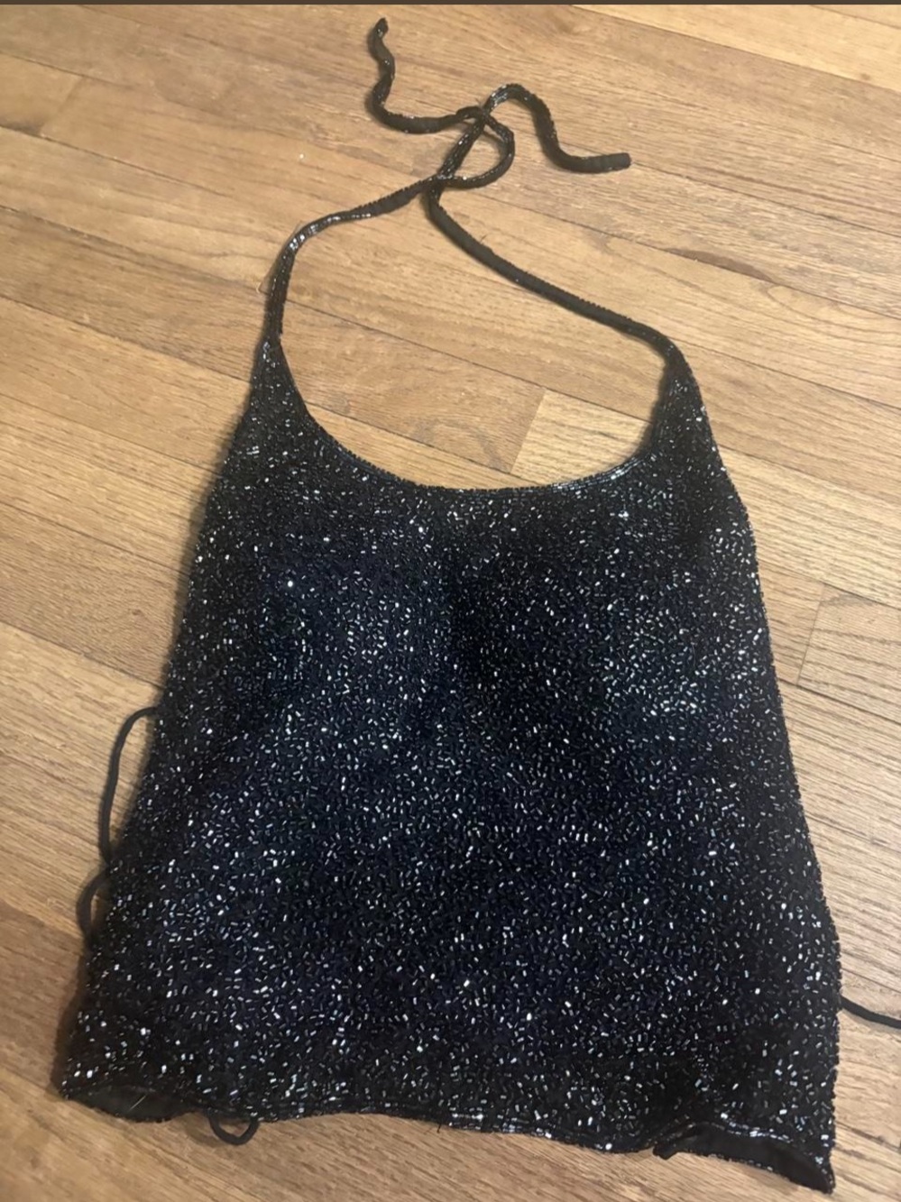 Cache Black Beaded top.